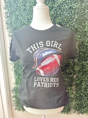 This Girl Loves Her Patriots Graphic Tee - Black